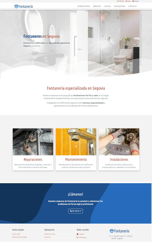 Ejemplo de página web para fontaneros y mantenimiento de calderas