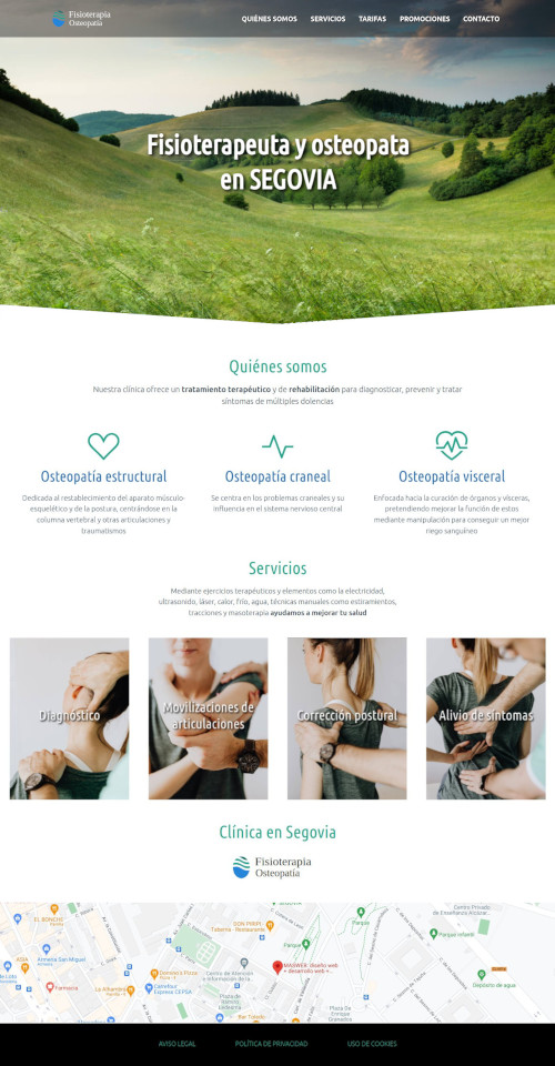 Ejemplo de sitio web para cuidado personal como fisios, osteopatas, esteticistas y peluquerías